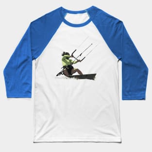 Kitesurfer Action Water Sports Artistic Illustration Baseball T-Shirt